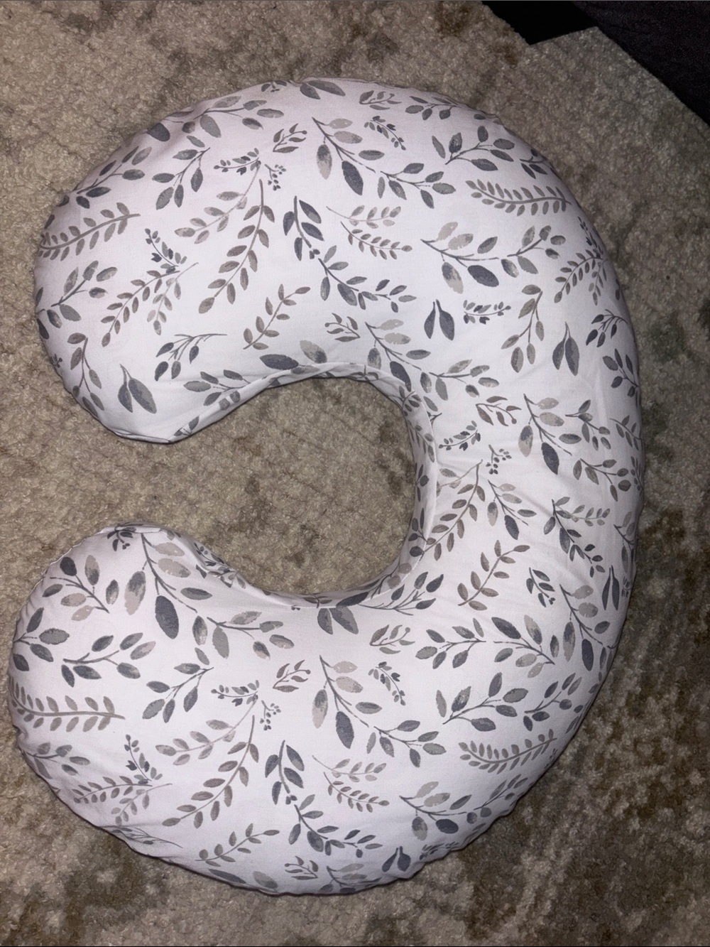 Boppy Gray and White Leaf-Print Nursing Pillow